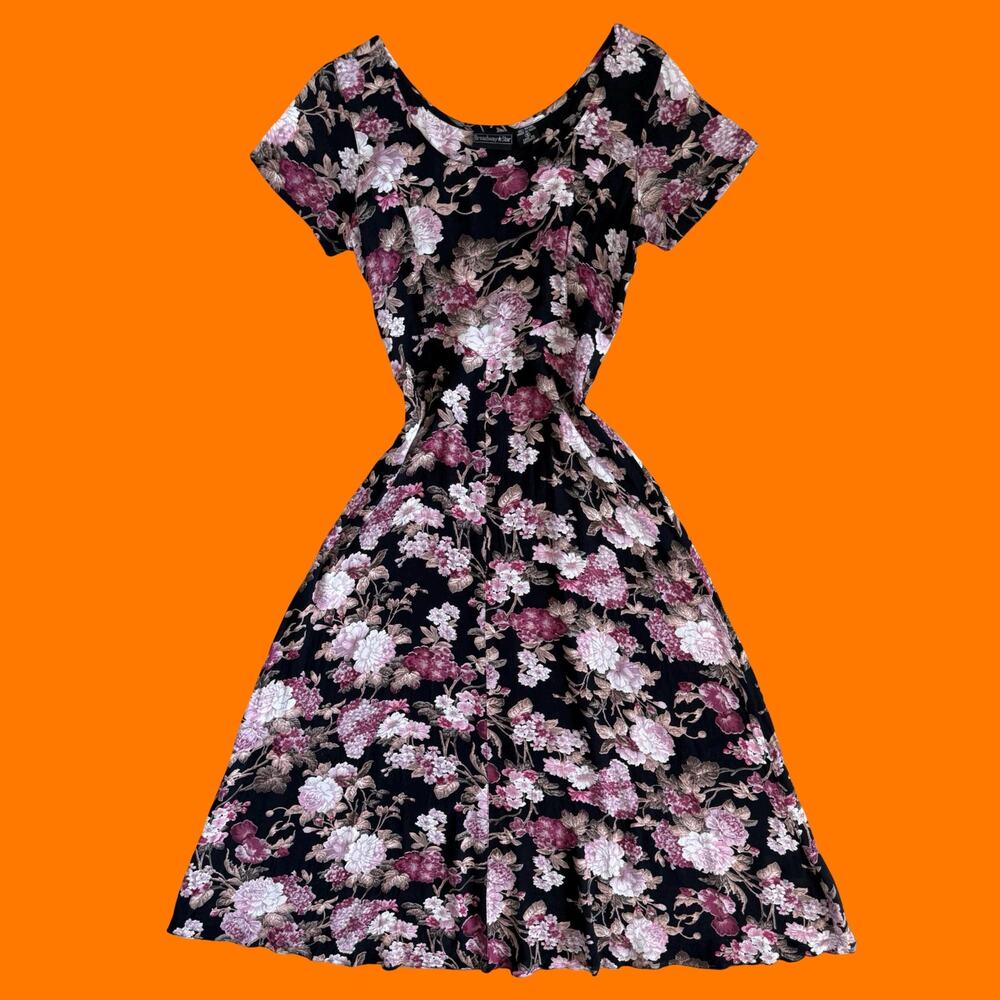 90's vintage floral grunge rayon corset tie midi maxi dress SMALL